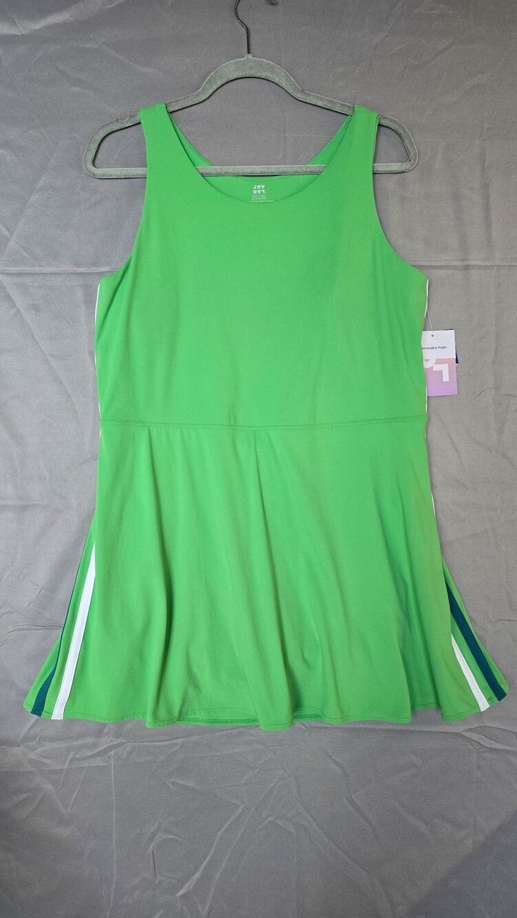 JoyLab Dress Womens XL Green Scoop Neck Tank Striped Inner Shorts Athletic